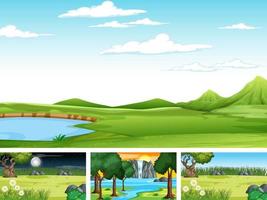 Different scene set of nature park and forest vector