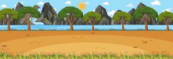 Blank panorama landscape scene with many trees vector