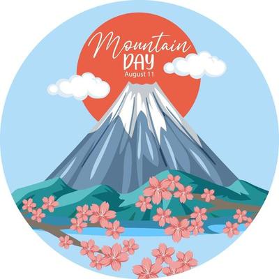 Mountain Day banner with Mount Fuji isolated