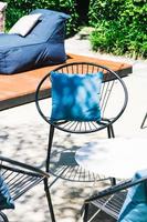 Patio with Pillow on chair and table set