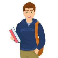 young boy on his way to school vector