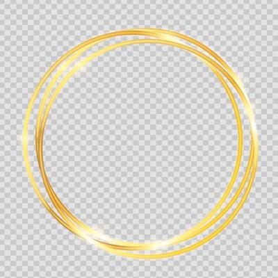 Gold Paint Glittering Textured Frame on Transparent Background. Vector Illustration