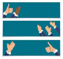 Flat Design Clapping Hand Applause banners template. Vector Illustration