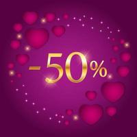 Valentines Day Holiday Discount banner Sale poster. Vector Illustration