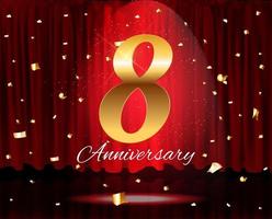 Golden 8 Years Anniversary Template Vector Illustration