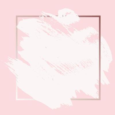 Pink Rose Gold Grunge Brush paint ink stroke with square frame background. Vector Illustration