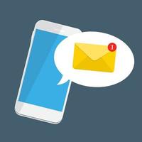 New Email on the smartphone screen notification concept. Vector illustration