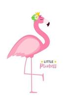 Cute Little Princess Abstract  Background with Pink Flamingo Vector Illustration