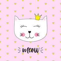 Little Cute Cat Princess Vector Illustration