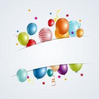 Color Glossy Happy Birthday Balloons Banner Background Vector Illustration