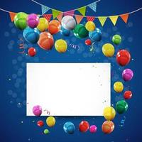 Color Glossy Happy Birthday Balloons Banner Background Vector Illustration