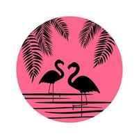 Cute Pink Flamingo Icon Vector Illustration