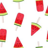 Watermelon Ice Cream Seamless Pattern Background Vector Illustration