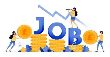 Vector Design of Increase in number of workers in financial sector increase job seekers income economic recovery illustration Can be for websites posters banners mobile apps web social media