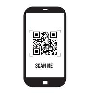 Vector mobile phone scan QR code on screen icon symbol on white background.