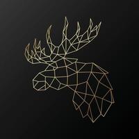 Golden polygonal Elk illustration isolated on black background. vector