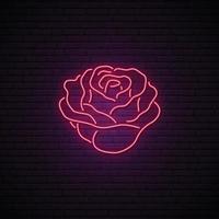 Red Rose neon sign. vector