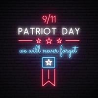 American Patriot Day neon signboard. vector