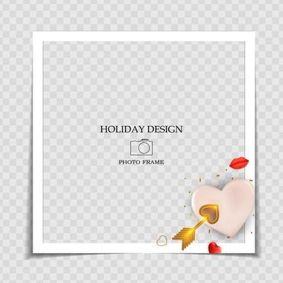 Holiday Background Photo Frame Template. Valentine s Day Love Concept for post in Social Network. Vector Illustration EPS10