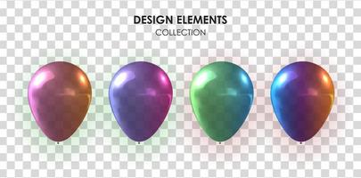 Realistic 3d balloon collection set on transparent background for party, holiday. Vector Illustration EPS10