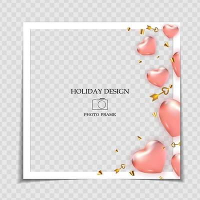 Holiday Background Photo Frame Template. Valentine s Day Love Concept for post in Social Network. Vector Illustration EPS10