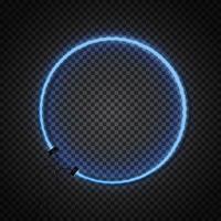 Glowing Neon Tubes Circle Frame on Dark Transparent Background. Vector Illustration