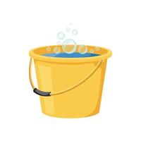 plastic yellow bucket with water vector