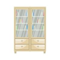 wooden cupboard with books vector