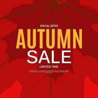 Shiny Autumn Leaves Sale Banner. Business Discount Card. Vector Illustration