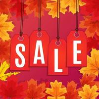 Shiny Autumn Leaves Sale Banner. Business Discount Card. Vector Illustration