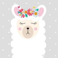 Little cute llama for card and shirt design. Vector Illustration