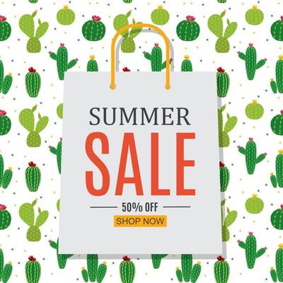 Abstract Summer Sale Background with Shopping Bag. Vector Illustration