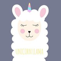 Little cute unicorn llama for card and shirt design. Vector Illustration