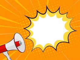 Megaphone and Speech Bubble in Pop Art Style Background Vector Illustration