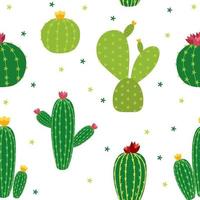 Cactus Icon Collection Seamless Pattern Background Vector Illustration