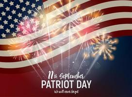 Patriot Day USA poster background.September 11, We will never forget. Vector illustration.