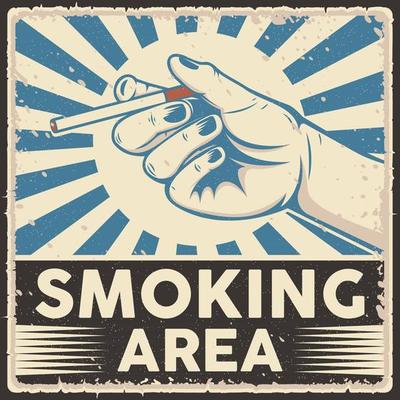Smoking Area Retro Style Poster Vector Illustration