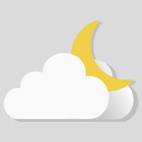 Isolated vector object weather icon cloud and moon