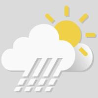 Objeto vectorial aislado icono del tiempo soleado, parcialmente nublado, posibilidad de lluvias vector