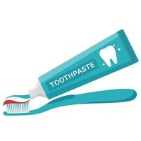 vector objeto aislado ilustración cuidado dental oral cepillo de dientes y pasta de dientes