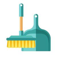 Cartoon vector illustration object housework equipment broomstick and dustpan