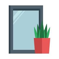 Cartoon isolated object picture frame and plant pot vector