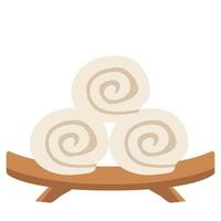 Isolated spa therapy treatment object illustration wood plate and rolled tower vector