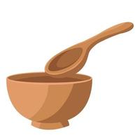 Isolated spa therapy treatment object illustration wooden bowl and spoon vector