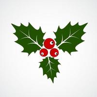 icono de plano de baya de acebo de Navidad. ilustración vectorial