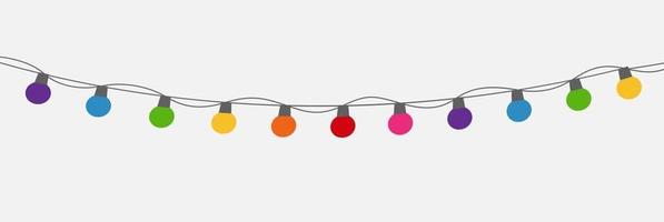 Bombillas de lámpara de guirnalda multicolor ilustración de vector de fondo festivo