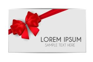 Blank Gift Card Template with Red Bow and Ribbon. Vector Illustration for Your Business