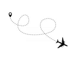 Airplane dotted flight background. Vector Illustration