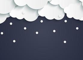 Abstract Paper Clouds with Snowflakes Vector Illustration