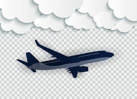 Nubes abstractas con vuelo de avión 3d realista sobre un fondo transparente. ilustración vectorial vector